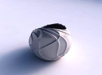 Bowl skewed and twisted with wavy sparse extruded lines | 3D