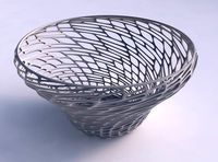 Bowl wide and twisted with twisted lattice tiles | 3D