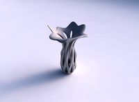 Vase curved with intersection through cuts streched and wavy top | 3D