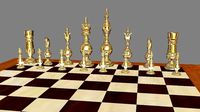 Board and chess figures between 20 and 10 cm | 3D