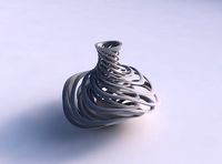 Vase flared with twisted inner and wide outer lines very twisted and tapered 2 wavy | 3D