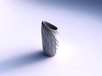 Vase skewed and twisted with wavy sparse extruded lines | 3D