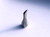 Vase puffy tappered triangle with wavy sparse extruded lines | 3D