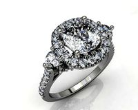 ring with round diamond  | 3D