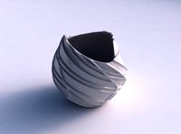 Bowl compressed and twisted wavy sparse extruded lines | 3D