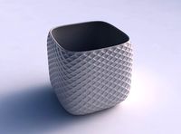 Vase quadratic stumpy with diagonal grid dents | 3D