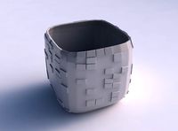 Vase quadratic stumpy with wavy scattered grid plates | 3D