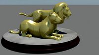 Male and female lions on base | 3D