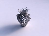 Vase wide mid wth twisted branches wavy top | 3D