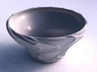 Bowl wide and twisted with wavy sparse extruded lines | 3D