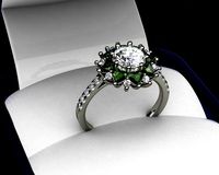 Engagement Rings Coloured Stone Heart-Shape Green Tourmaline and | 3D