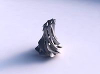Vase tall plain with smooth cuts and starry top streched top corner | 3D