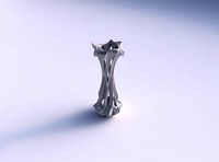 Vase tall plain with smooth cuts and starry top streched and wavy top | 3D