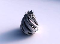 Vase spherical with intersection through cuts twisted and streched top | 3D