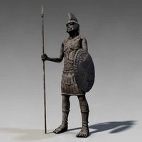 Low poly ancient soldier sculpture