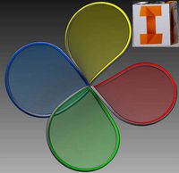 braz Rosace 3D a 4 branchespetales Rose of four petals