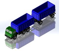 KamAZ and 2axis flatbed trailer | 3D