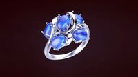 Ring and earrings with cabochons | 3D