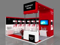 Exhibition stall 3d model 5x4 mtr 2 sides open