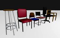 Low Poly Chairs Set