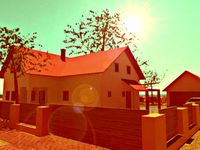 Suburban house and garage