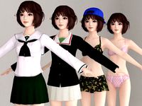 T pose nonrigged model of Yukari with various outfit