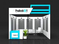 Exhibition stall 3d model 4x3 mtr 1 side open