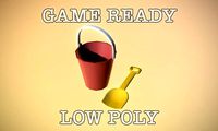Red Bucket Yellow Shovel toy low-poly game ready