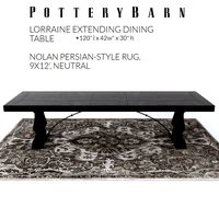 Pottery Barn LORRAINE DINING TABLE NOLAN PERSIAN-STYLE RUG