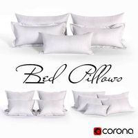 White Bed Pillows 02 3 sets 14 different Pillows 3D model