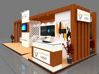 Exhibition stall 3d model 9x4 mtr 3 sides open