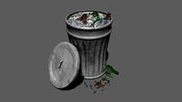 OutDoor Street Bin with Broken Glass - GAME READY