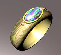 Mokume gane Opal ring