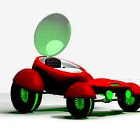 Retro-futuristic car V.1 (Rigged)
