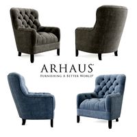 ARHAUS CLUB 34 TUFTED UPHOLSTERED CHAIR IN TWEED