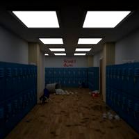 Wrecked School Hallway Scene