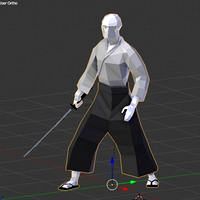 Samurai with Katana Grayscale