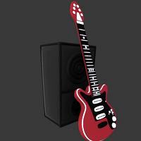 cartoon guitar and speakers