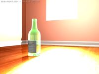 Empty wine bottle roundhill 3D Model