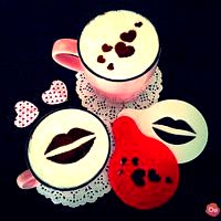 Hearts &amp; Kiss Coffee Decoration Templates