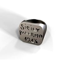 Steel replica of a souvenir ring of the US campaign of Sicily