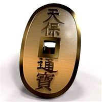 Replica of a coin Tenpô Tshuo on ring