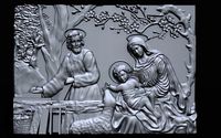Jesus Birth with Mary and Joseph bas relief for CNC | 3D