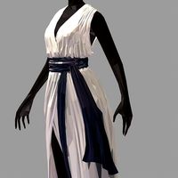 lowpoly art women summer long white dress high heel shoes