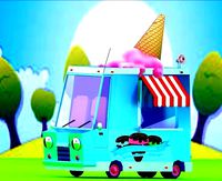 low poly ice cream car cartoon