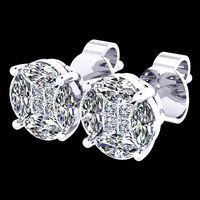 illusion earring setting almost 2 carat look | 3D