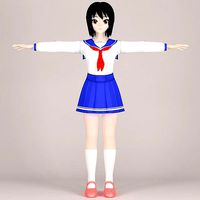 T pose nonrigged model of Shinobu toon girl