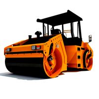 Yellow industrial road roller