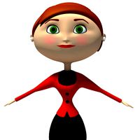 Office Cartoon Woman Redhead