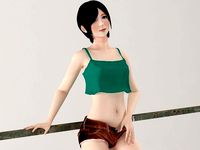 Rina short pants pose 05